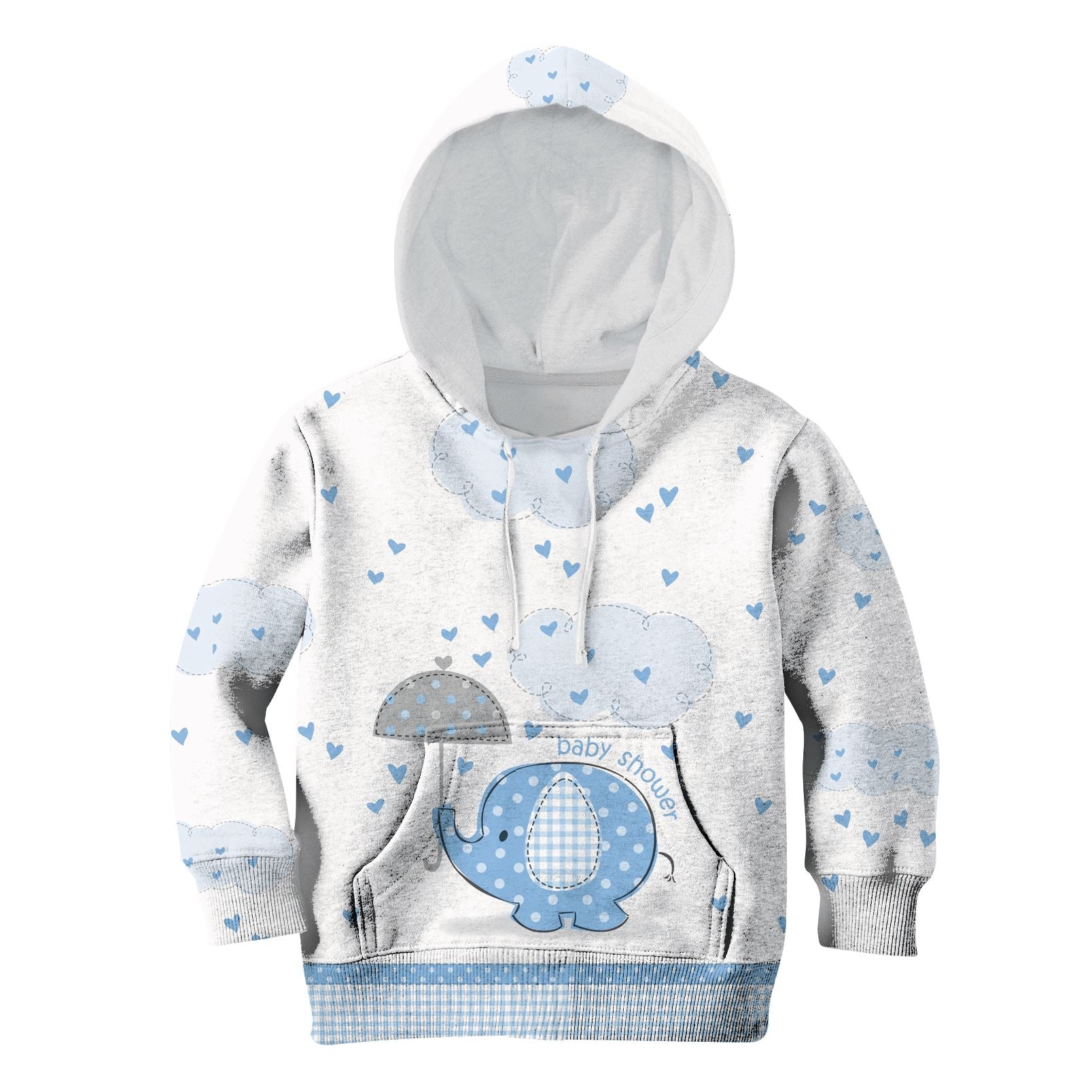 cute elephant baby shower Kid Custom Hoodies T-shirt Apparel HD-PET110287K kid 3D apparel Kid Hoodie S/6-8 