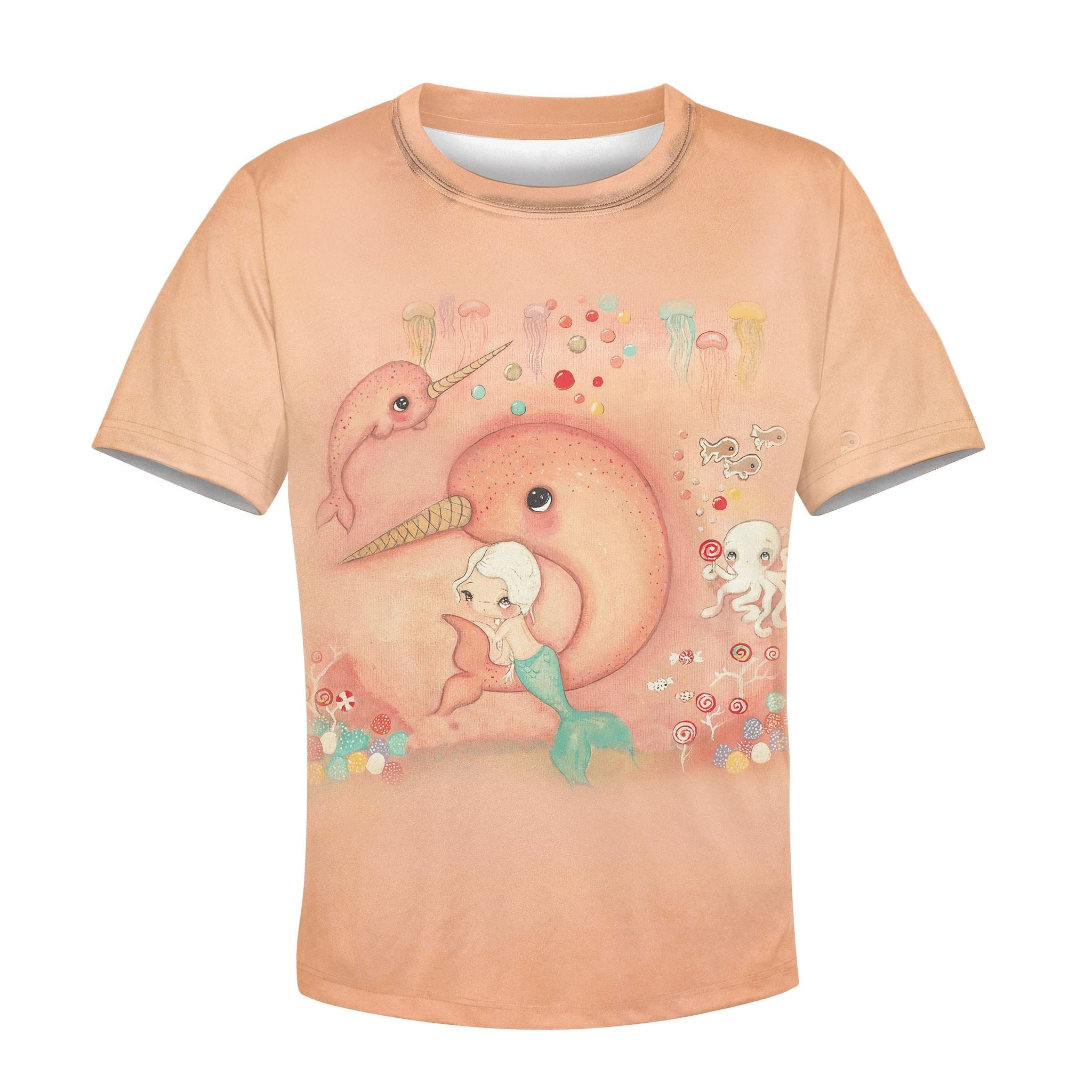 CUTE mermaid with fish Kid Custom Hoodies T-shirt Apparel HD-PET110333K kid 3D apparel Kid T-Shirt XS 