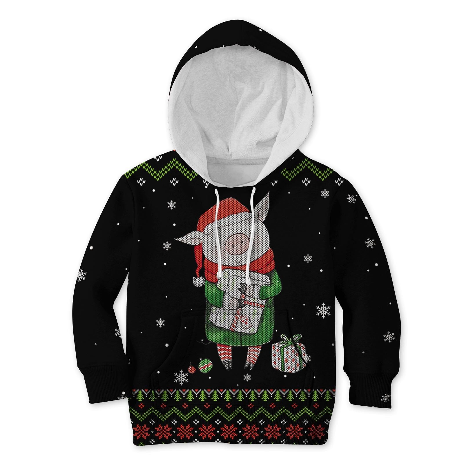 cute pig merry christmas Kid Custom Hoodies T-shirt Apparel HD-PET110251K kid 3D apparel Kid Hoodie S/6-8 