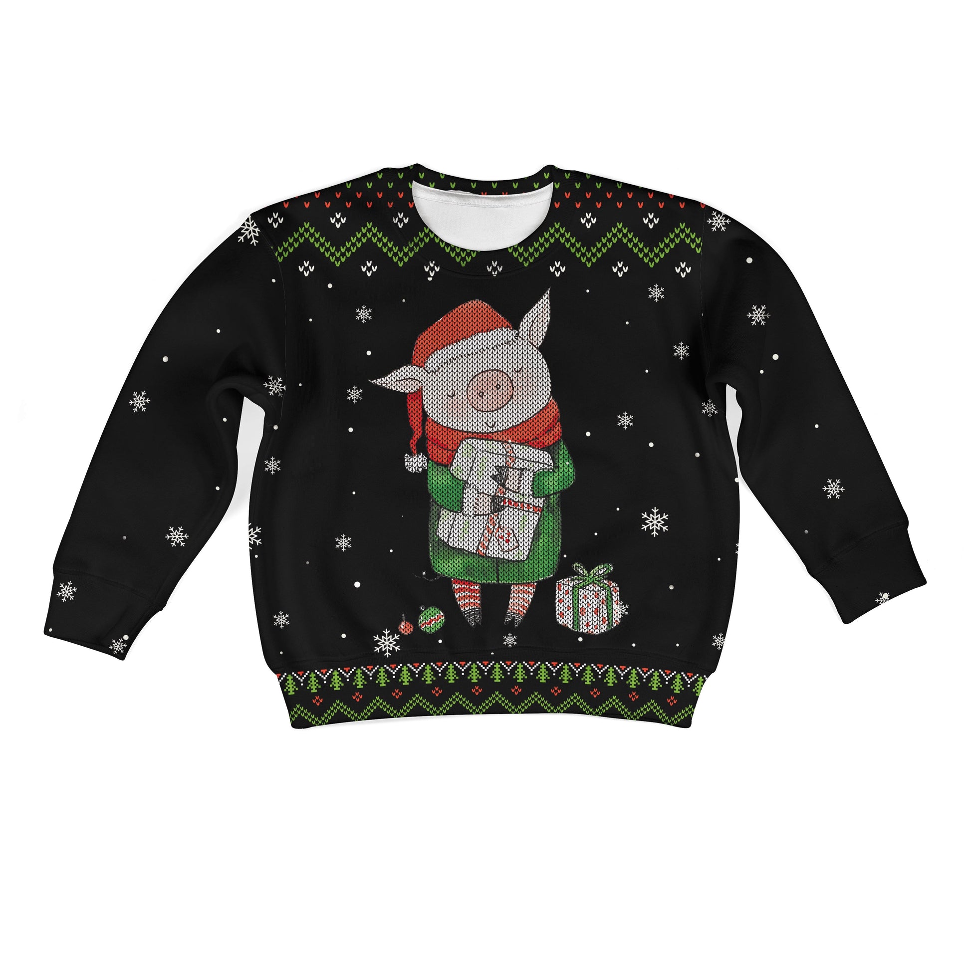 cute pig merry christmas Kid Custom Hoodies T-shirt Apparel HD-PET110251K kid 3D apparel Kid Sweatshirt S/6-8 