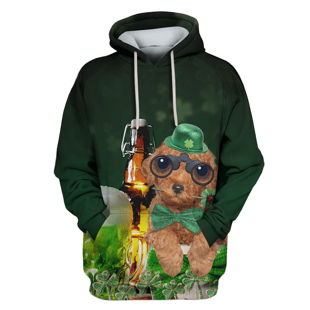 Cute poodle with beer Custom T-shirt - Hoodies Apparel HD-PET110455 3D Custom Fleece Hoodies Hoodie S 