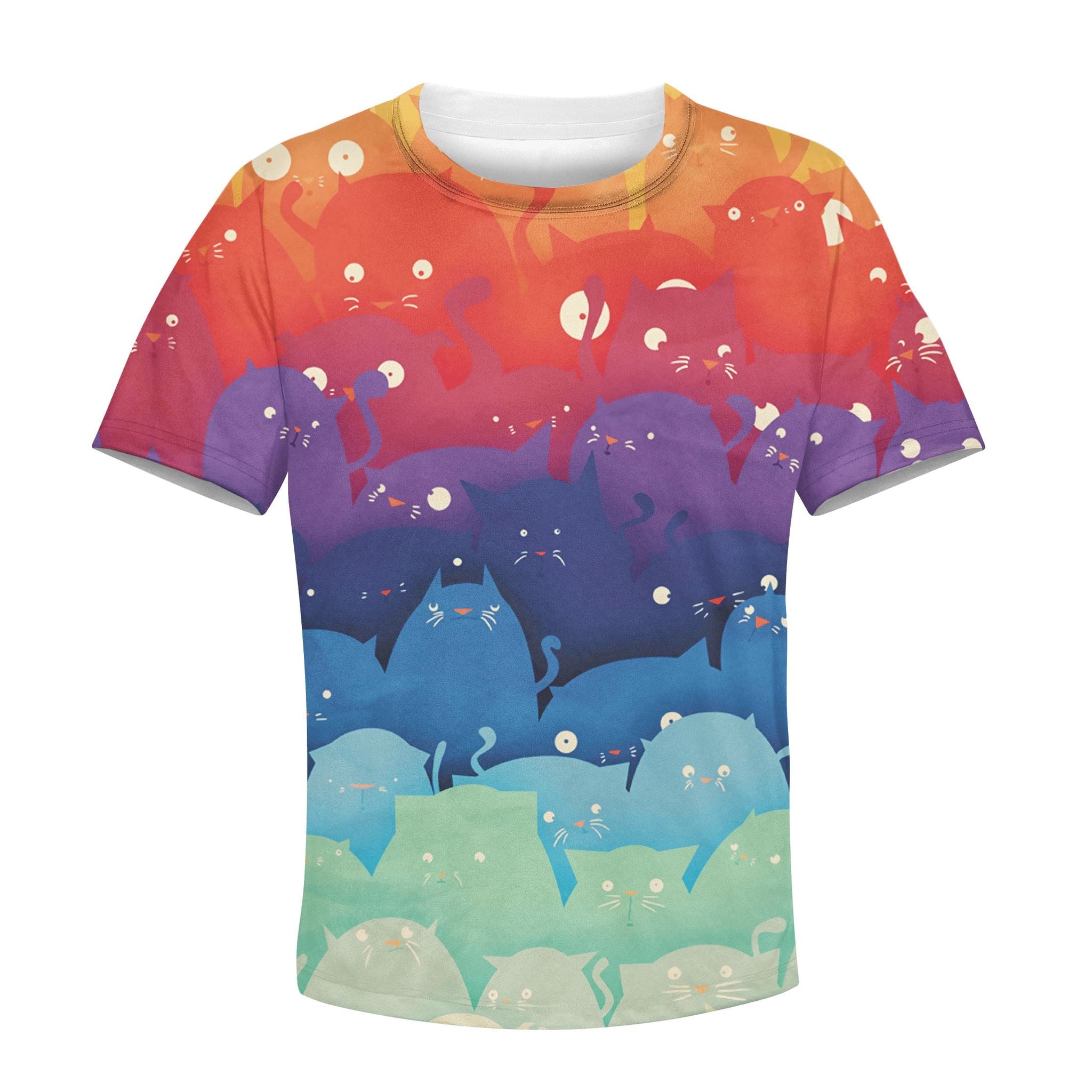CUTE RAINBOW CATS Kid Custom Hoodies T-shirt Apparel HD-PET110216K kid 3D apparel Kid T-Shirt XS 