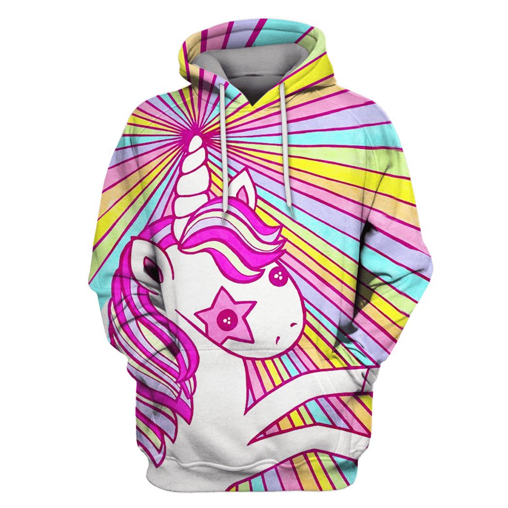 Cute Rainbow Unicorn Custom T-shirt - Hoodies Apparel UNI110138 3D Custom Fleece Hoodies Hoodie S 