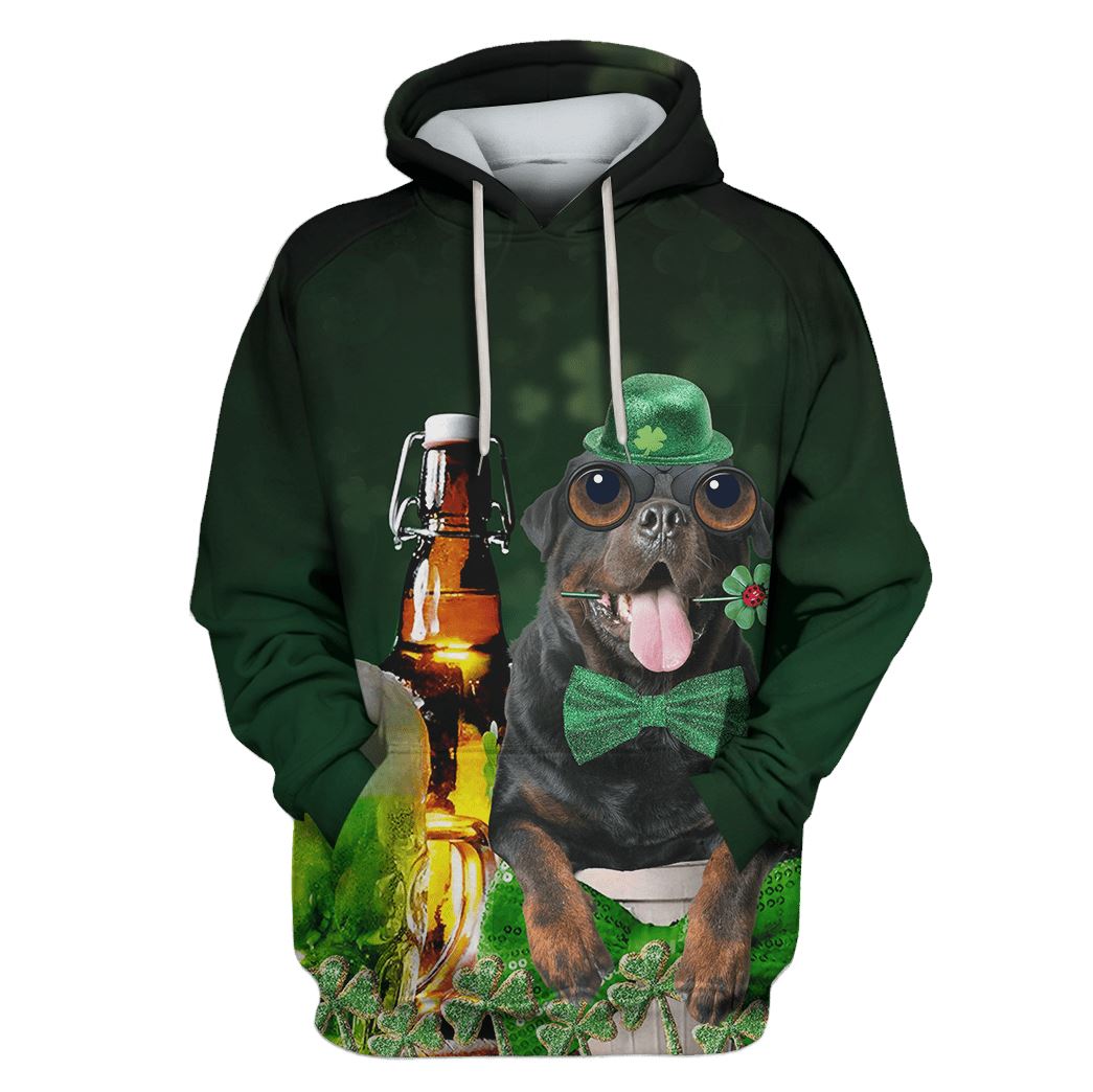 Cute rottweiler with beer Custom T-shirt - Hoodies Apparel HD-PET110457 3D Custom Fleece Hoodies Hoodie S 