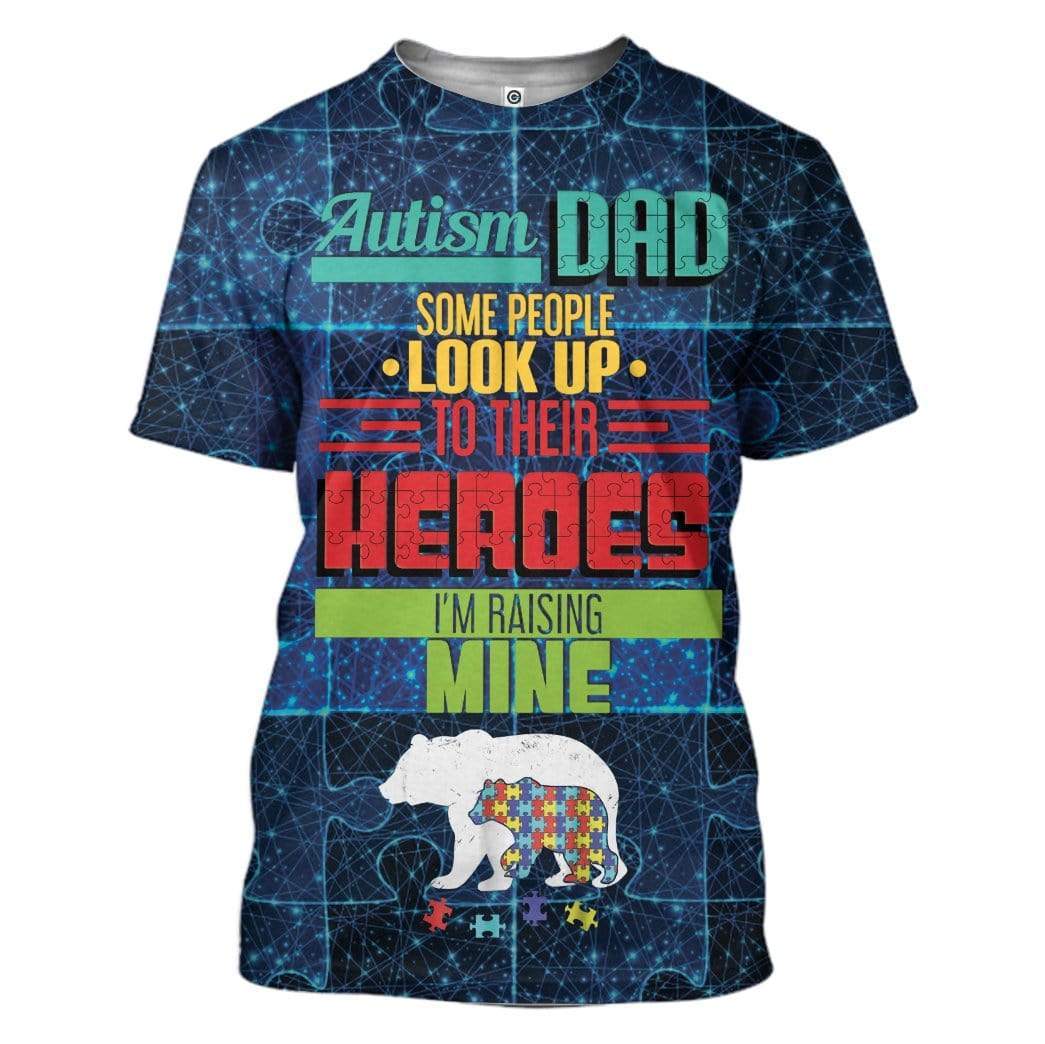 Daddy Bear Autism Custom T-Shirts Hoodies Apparel AU-DT3101204 3D Custom Fleece Hoodies T-Shirt S 
