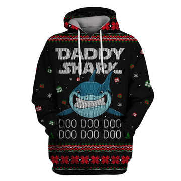 Daddy Shark At Christmas Custom T-shirt - Hoodies Apparel MV110578 3D Custom Fleece Hoodies Hoodie S 