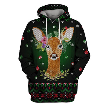 Gearhumans deer with flower crown Custom T-shirt - Hoodies Apparel