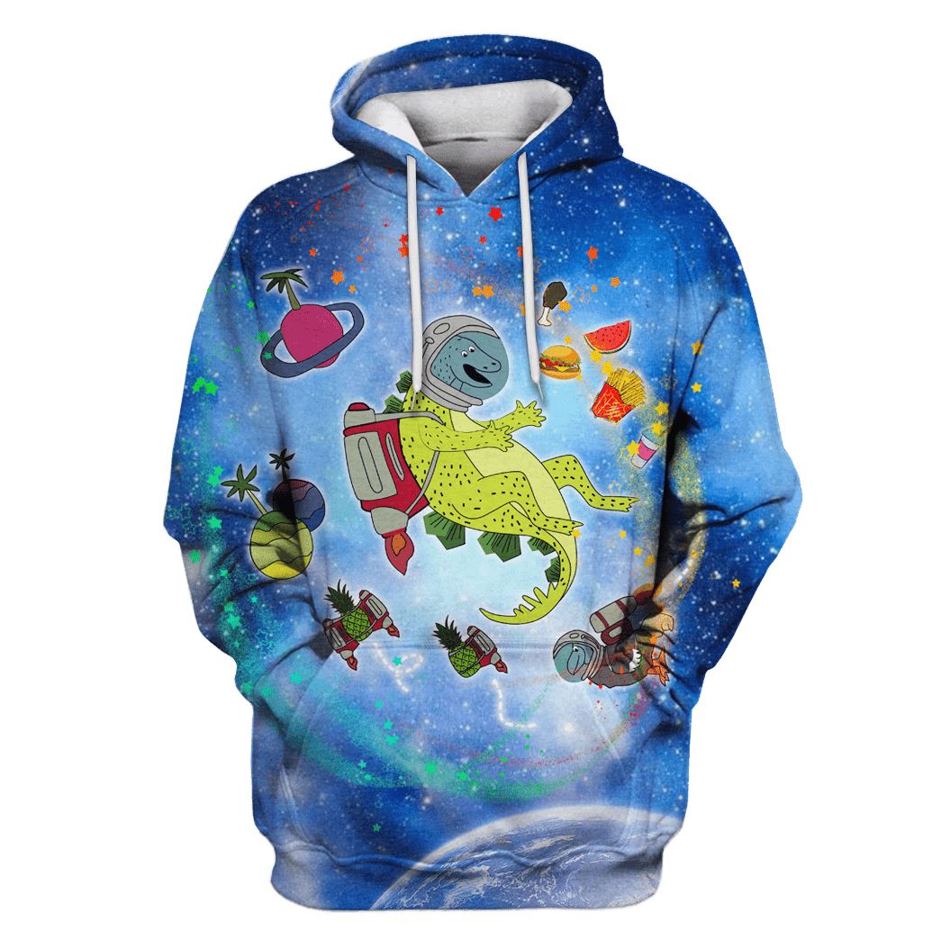 Dinosaur adventure in space Custom T-shirt - Hoodies Apparel GH110213 3D Custom Fleece Hoodies Hoodie S 