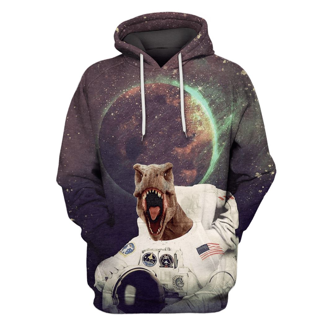 Dinosaur Astronaut Custom T-shirt - Hoodies Apparel GH110222 3D Custom Fleece Hoodies Hoodie S 