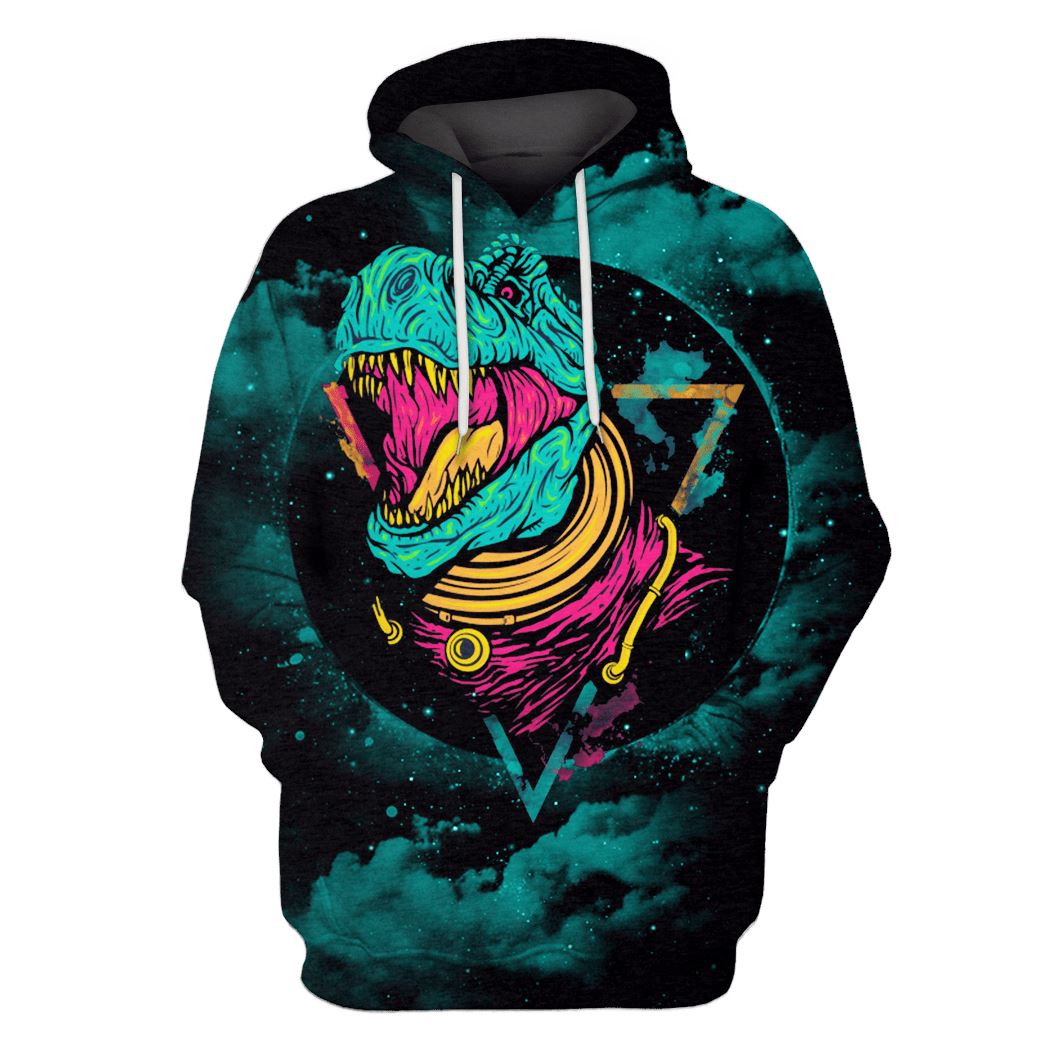 Dinosaur in galaxy Custom T-shirt - Hoodies Apparel GH110238 3D Custom Fleece Hoodies Hoodie S 