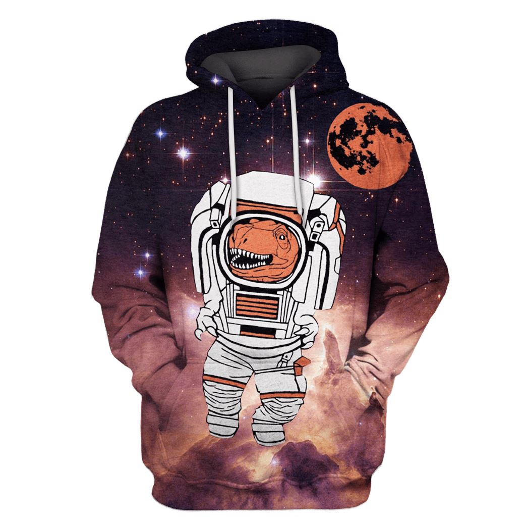 Dinosaurs Astronut Space Custom T-shirt - Hoodies Apparel GH110208 3D Custom Fleece Hoodies Hoodie S 