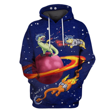 Gearhumans dinosaurs fight in space T-Shirts - Zip Hoodies Apparel