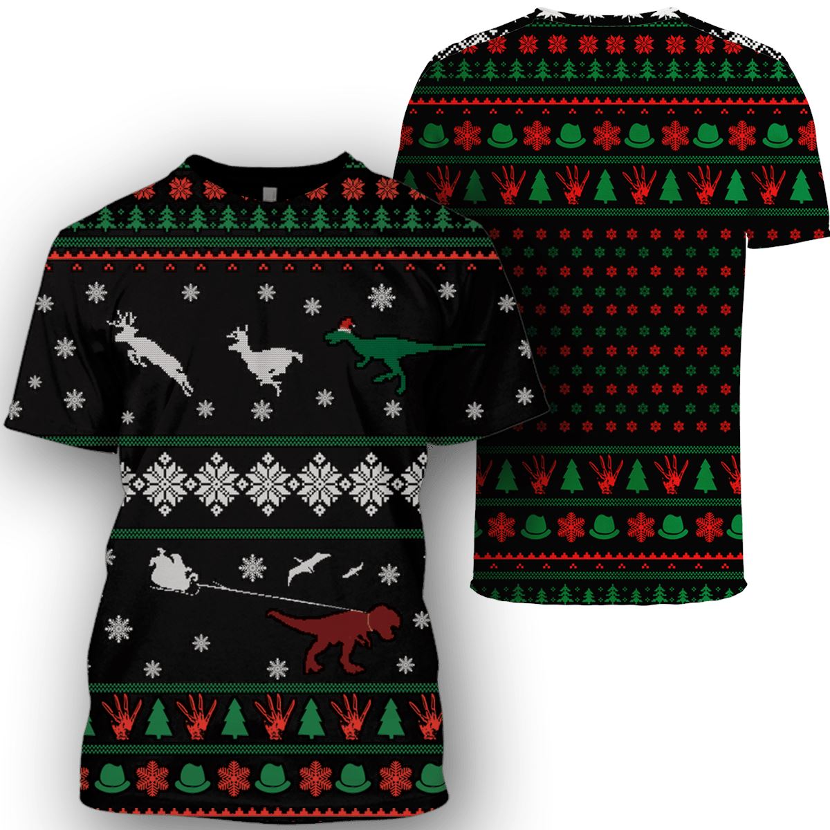DINOSAURS IN CHRISTMAS DAY Custom T-shirt - Hoodies Apparel HD-UGL110213 3D Custom Fleece Hoodies 