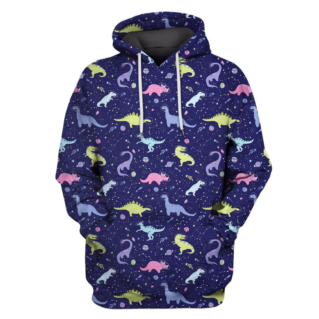 DINOSAURS IN SPACE T-Shirts - Zip Hoodies Apparel GH110215 3D Custom Fleece Hoodies Hoodie S 