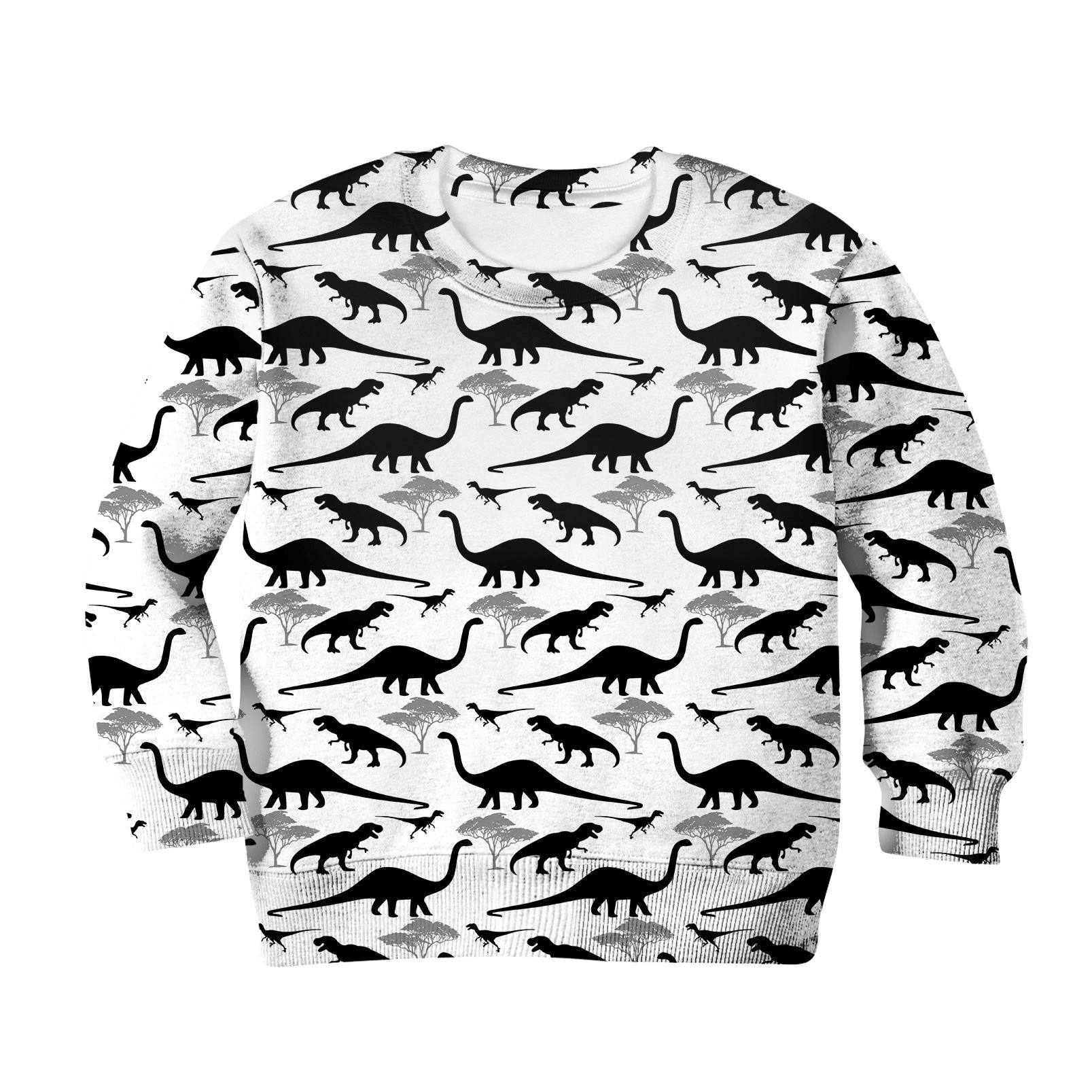 Dinosaurs with tree Kid Custom Hoodies T-shirt Apparel HD-GH110631K kid 3D apparel Kid Sweatshirt S/6-8 
