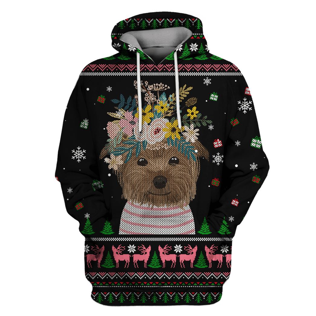 Dog with flowers Custom T-shirt - Hoodies Apparel HD-PET110230 3D Custom Fleece Hoodies Hoodie S 