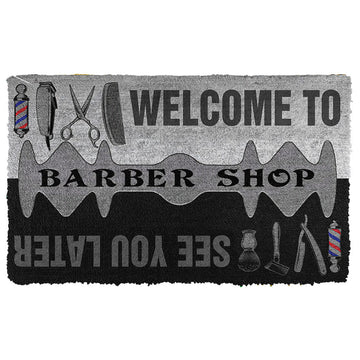 Gearhumans 3D Welcome To Barber Shop Doormat