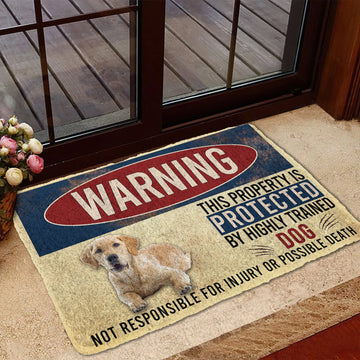 Gearhumans 3D Warning This Property Protected By Labrador Retriever Custom Doormat