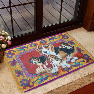 Gearhumans 3D Happy Beagle Custom Doormat