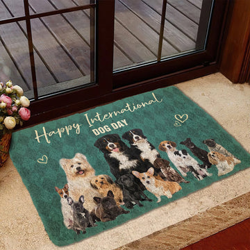 Gearhumans 3D Happy International Dog Day Custom Doormat