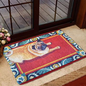 Gearhumans 3D Happy Pug Custom Doormat