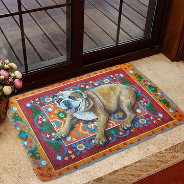 Gearhumans 3D Happy Bulldog Custom Doormat