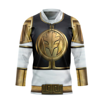 Gearhumans 3D Mighty Morphin White Power Rangers Custom Hockey Jersey