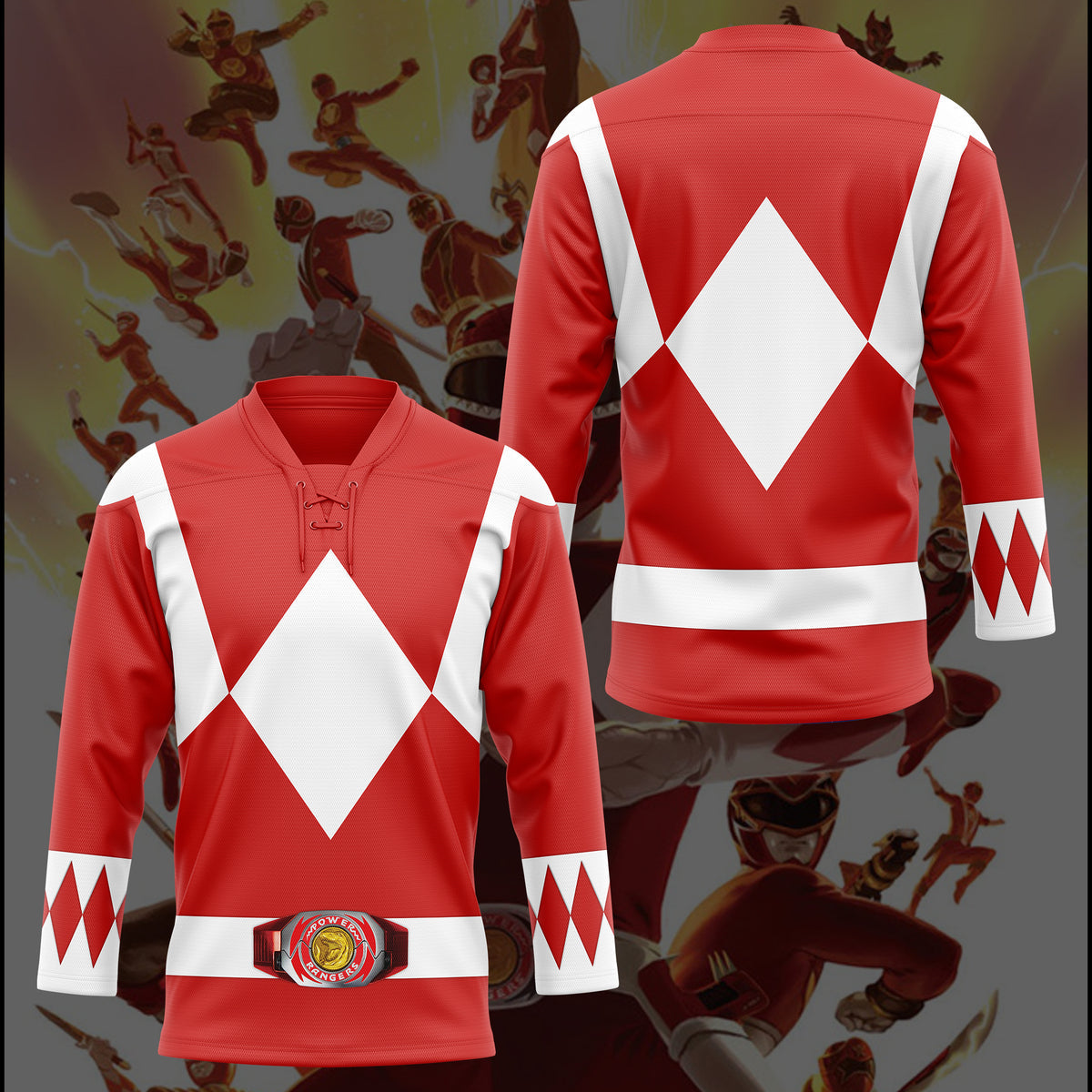 Gearhumans 3D Red Ranger S.P.D Custom Hockey Jersey