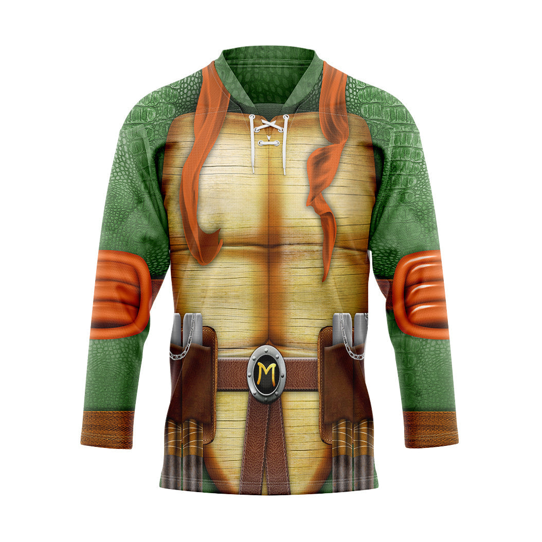 Gearhumans 3D Michelangelo TMNT Cosplay Custom Hockey Jersey
