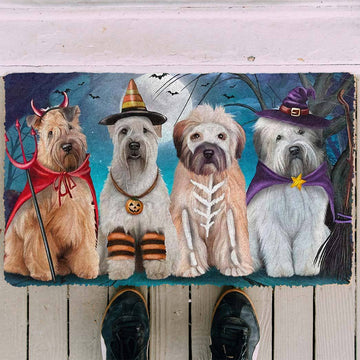 Gearhumans 3D Wheaten Terriers Dog Halloween Custom Doormat
