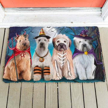 Gearhumans 3D Wheaten Terriers Dog Halloween Custom Doormat