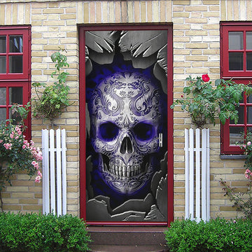 Gearhumans 3D Skull Dragon Tattoo Halloween Custom Door Stickers
