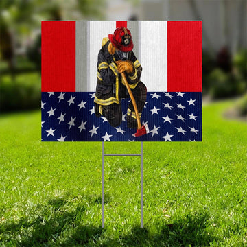 Gearhumans 3D Firefighter Patriot Day Custom Yard Sign