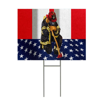 Gearhumans 3D Firefighter Patriot Day Custom Yard Sign