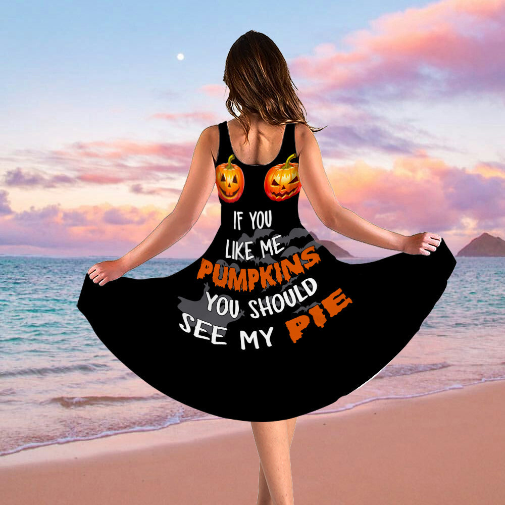 Gearhumans 3D If You Like Pumpkin Halloween Custom Women Dress Gearhumans 3D If You Like Pumpkin Halloween Custom Women Dress