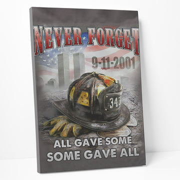 Gearhumans 3D Patriot Day Never Forget Firefighter Custom Canvas