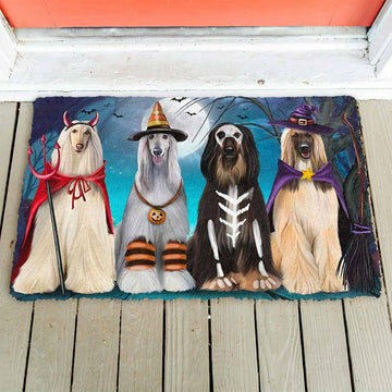 Gearhumans 3D Afghan Hounds Dog Halloween Custom Doormat