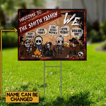 Gearhumans 3D Halloween Camping Scary Horror Character Campsite Custom Name Yard Sign
