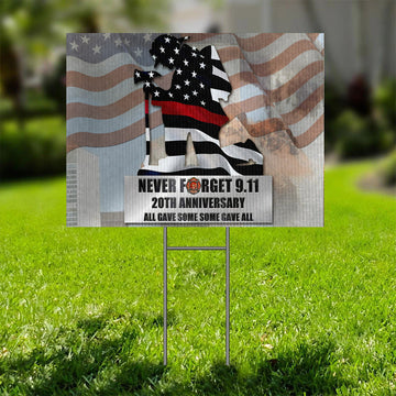 Gearhumans 3D Firefighter Patriot Day Never Forget Custom Yard Sign