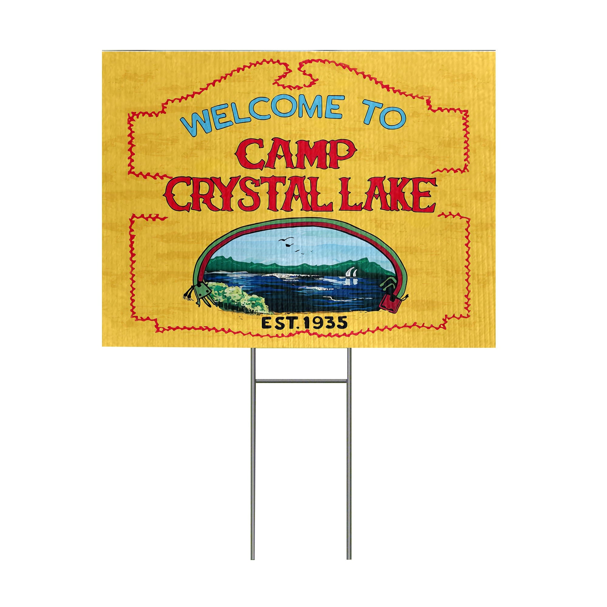 Gearhumans 3D Welcome To Camp Crystal Lake Custom Yard Sign