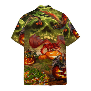 Gearhumans 3D Spooky Dragon Halloween Custom Hawaiian Shirt