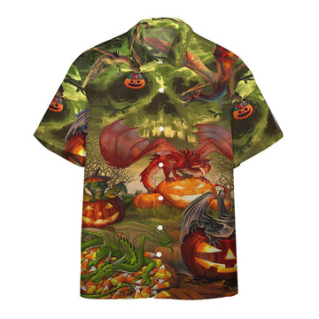 Gearhumans 3D Spooky Dragon Halloween Custom Hawaiian Shirt