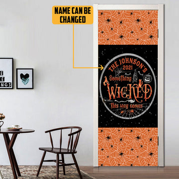 Gearhumans 3D Witch Witchery Wizard Spell Halloween Something Wicked Custom Name Door Stickers