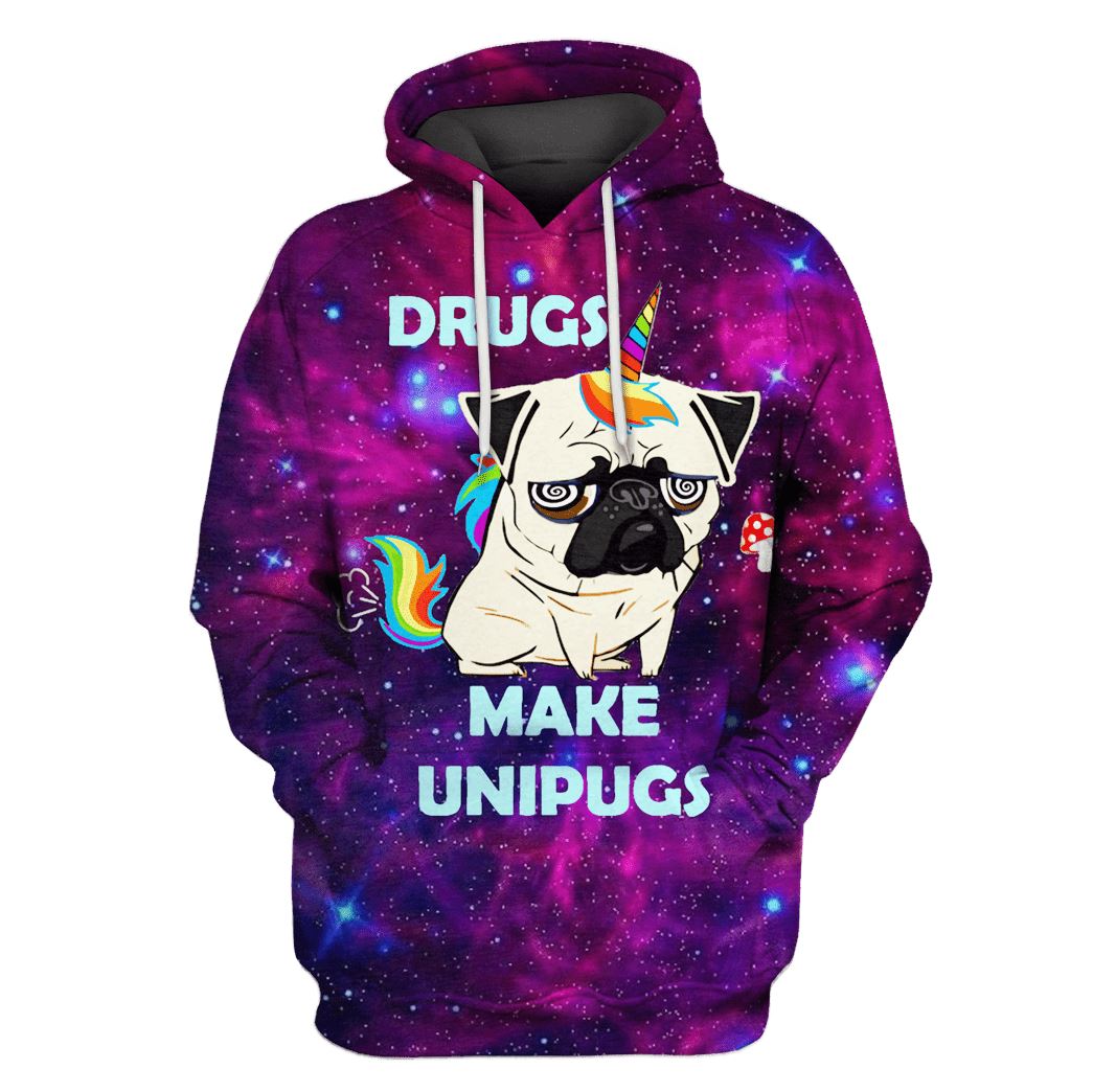 Drugs Make Unipugs Custom T-shirt - Hoodies Apparel UNI110166 3D Custom Fleece Hoodies Hoodie S 