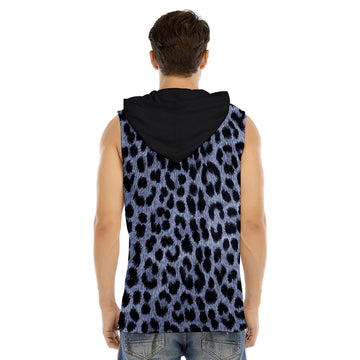 Gearhumans 3D Snow Leopard Custom Sleeveless Hooded Vest