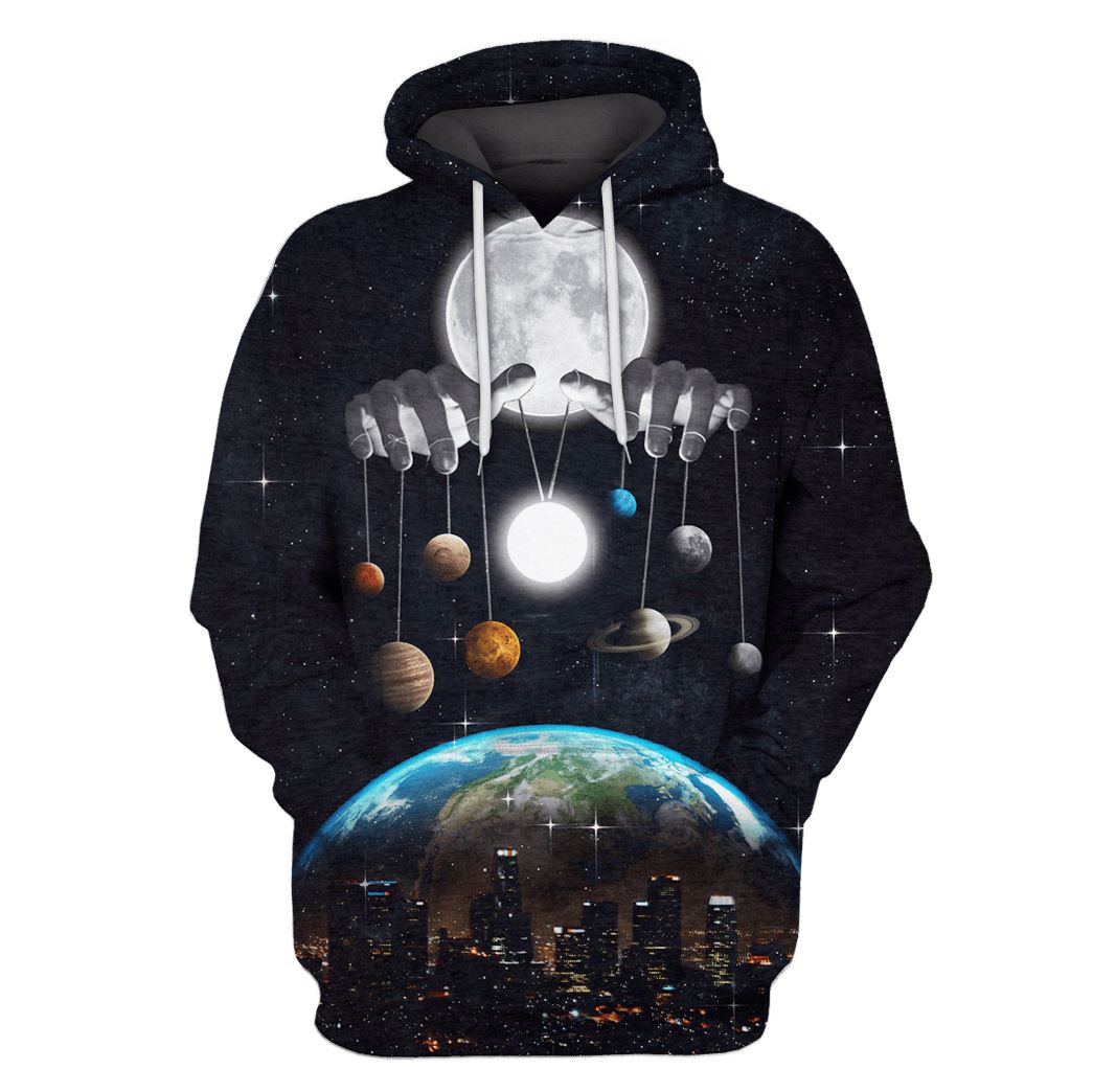 Earth Moon and Planets in solar system Custom T-shirt - Hoodies Apparel HD-GH110369 3D Custom Fleece Hoodies Hoodie S 