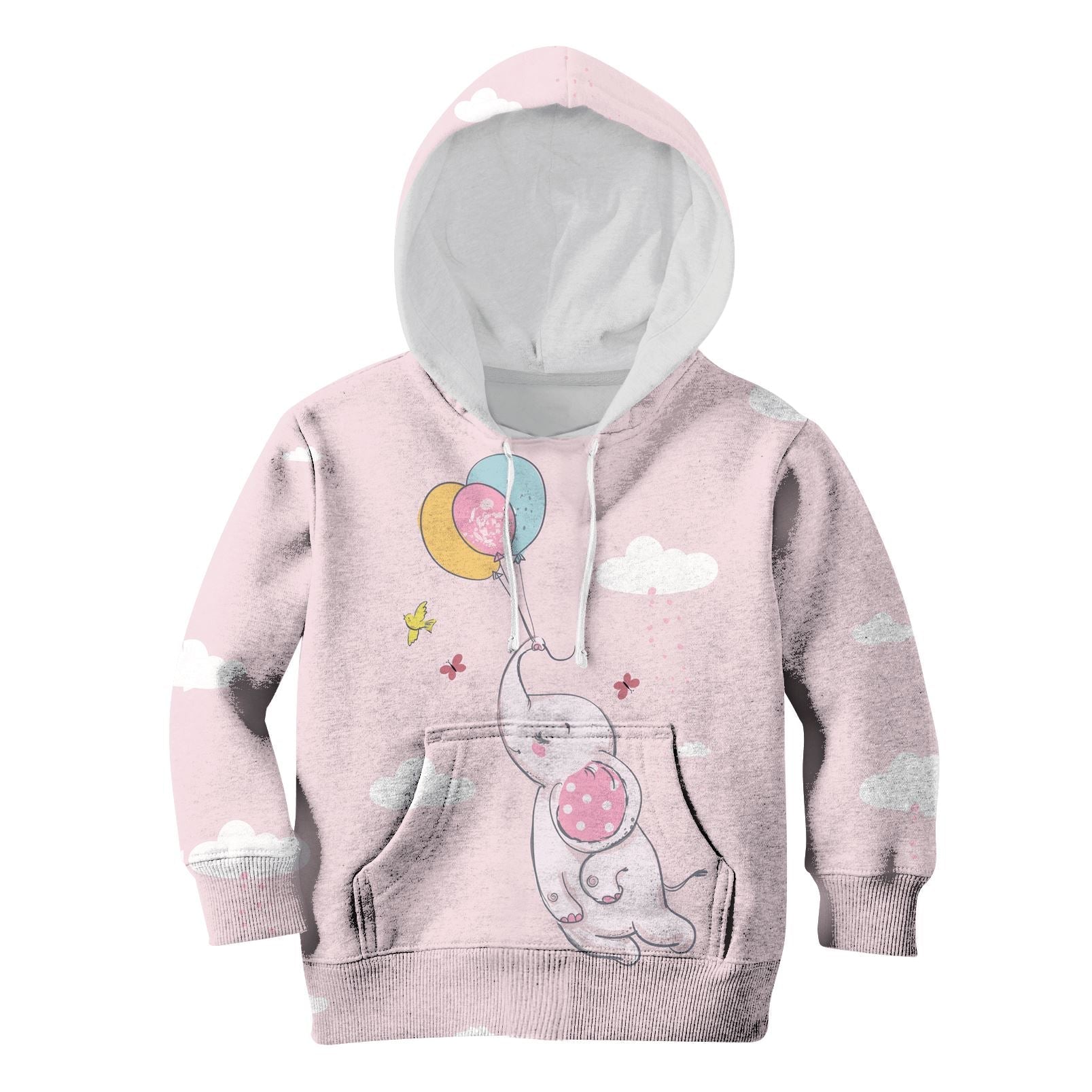 Elephant And Balloons Custom Hoodies T-shirt Apparel HD-PET110277K kid 3D apparel Kid Hoodie S/6-8 