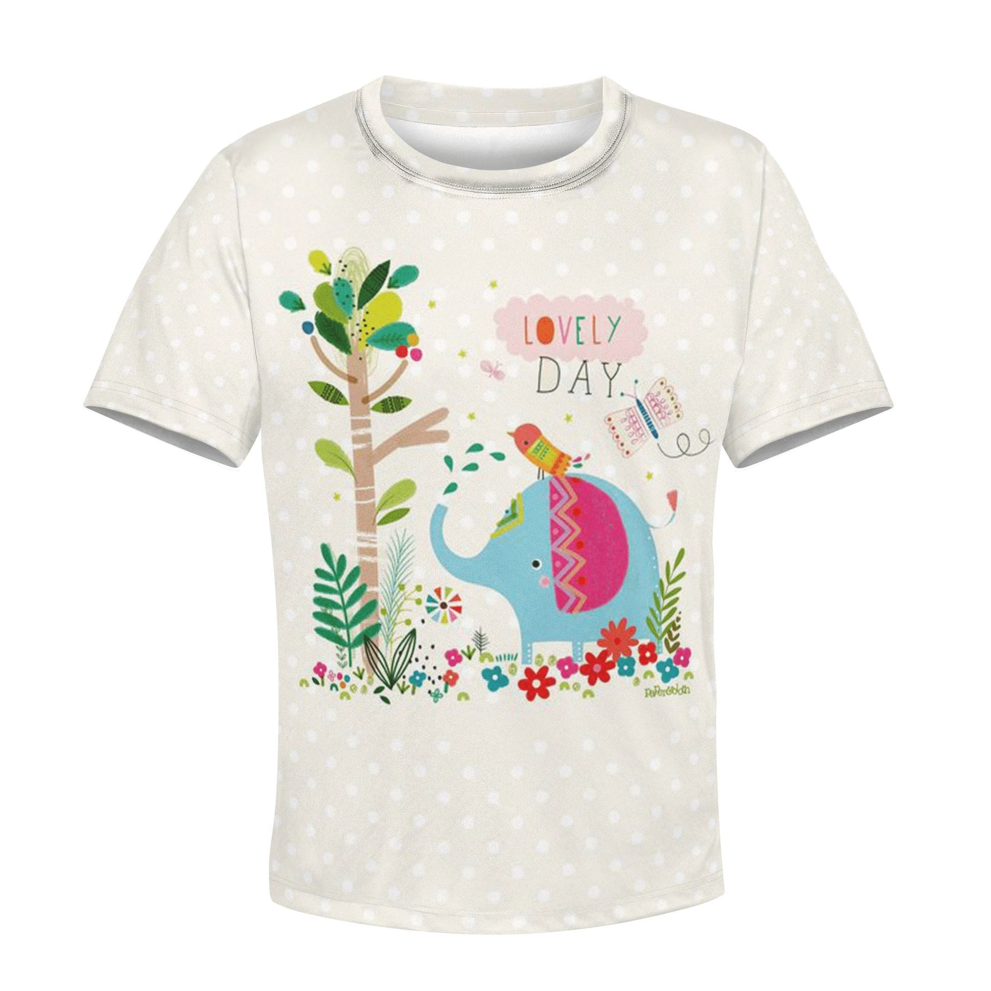 Elephant with a lovely day Kid Custom Hoodies T-shirt Apparel HD-PET110298K kid 3D apparel Kid T-Shirt XS 