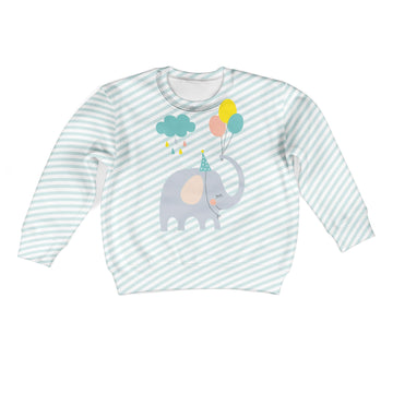 Gearhumans Elephant with balloon Kid Custom Hoodies T-shirt Apparel