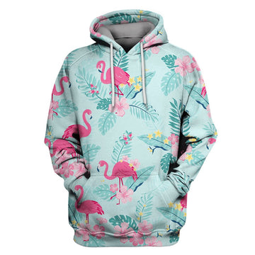 Gearhumans Flamingo with flowers Custom T-shirt - Hoodies Apparel